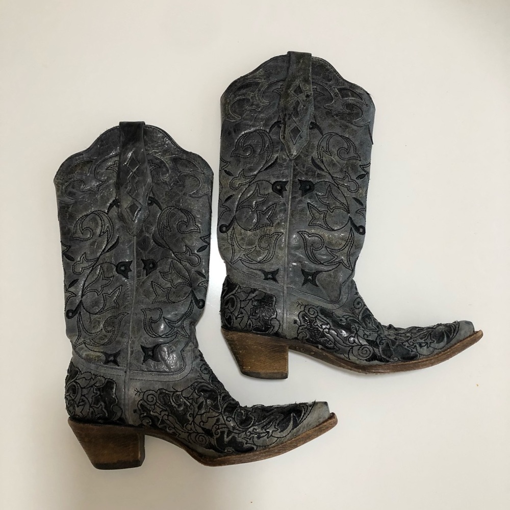 Corral Gray and Black Western Boots